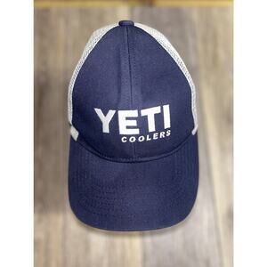 Yeti Coolers Classic Navy Blue White Snapback Mesh Hat Cap Adjustable One Size